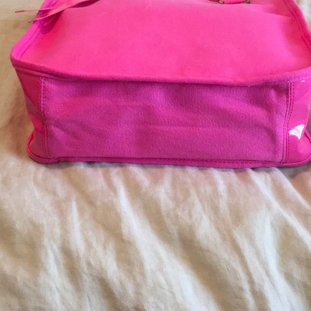 Neiman Marcus Hot Pink Vinyl/Canvas Small Tote - Picture 4 of 8